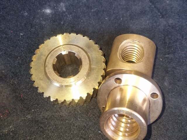 Brass gear and threaded bushing components