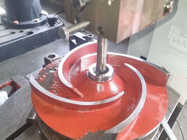 Impeller undergoing machining